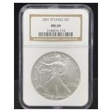 2007-w Silver Eagle 999 1 Oz Silver, Ngc Ms69 2007-w Silver Eagle 999 1 Oz Silver, Ngc Ms69