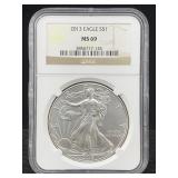 2013 Silver Eagle 999 1 Oz Silver, Ngc Ms69 2013 Silver Eagle 999 1 Oz Silver, Ngc Ms69