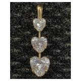 14k Gold Hearts Pendant, Tw 0.9g, Sz 1in Tall 14k Gold Hearts Pendant, Tw 0.9g, Sz 1in Tall