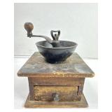Vtg Coffee Grinder/Mill wood box w/cast iron Vtg Coffee Grinder/Mill wood box w/cast iron