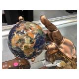 Gemstone Globe In Hand, 10x5x5in Gemstone Globe In Hand, 10x5x5in