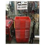 21 Shopping baskets with stand and sign, 21 Shopping baskets with stand and sign,