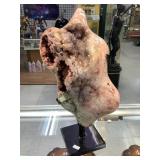 Large Pink Rose Geode On Stand, 5x6x13in Large Pink Rose Geode On Stand, 5x6x13in