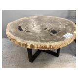 Large Petrified wood coffee table w/metal legs, Large Petrified wood coffee table w/metal legs,