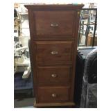 Wood skinny dresser w/4 drawers, 20x23x55in Wood skinny dresser w/4 drawers, 20x23x55in