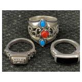 4 Sterling Silver Rings, Tw 27.6g, Sz 6, 7 & 9 4 Sterling Silver Rings, Tw 27.6g, Sz 6, 7 & 9