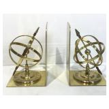 Brass Armillary Sphere Bookends 7in H Brass Armillary Sphere Bookends 7in H