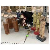 Leather Wrapped shot glasses/flask, Figurines,
