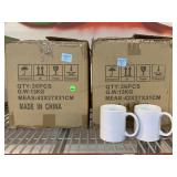2 boxes unbranded white coffee mugs.