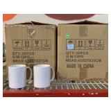 2 boxes unbranded white coffee mugs.