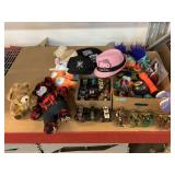 Assorted toys and plush animals.