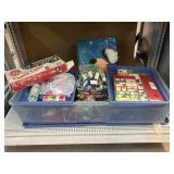 Christmas gift wrapping supplies and lights