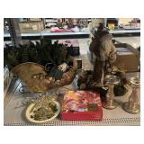 Assorted Christmas decor and Mikasa bowl in box