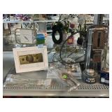 Framed Faux gold 100 dollar bill, empty Gas pump