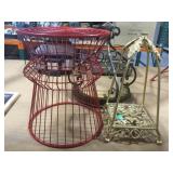 Metal shelf and stands.