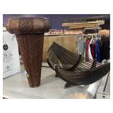 Woven Planter and Reed/bamboo centerpiece boat