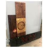 Large wooden wall art. Largest approx 48x11in