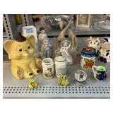 Hand painted figurines, ceramic elephant planter,