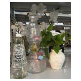 Vtg clear glass oil lantern, lamp oil, and