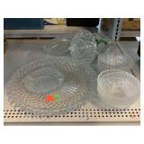 Assorted Glassware. Candy Dish, Serving Tray,