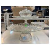 Vtg KIG Indonesia Glass Cake Stand