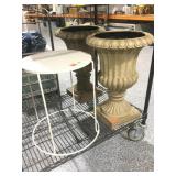 Metal side table and resin planter