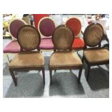 6 designer upholstered chair. Assorted. 3 are