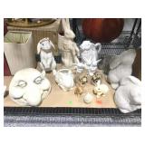 Bunny decor and more. Statuary. Assorted