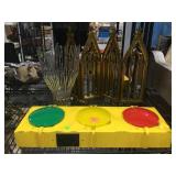 Stoplight and Decorative household items. Assorted