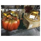 Holiday tree stands and 22in harvest pumpkin