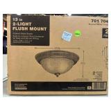 13in 2 Light Flush Mount, frosted glass shade. In