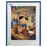 Pinnochio lithograph print framed to 16x12.