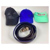 Fashion hats and belts. Assorted
