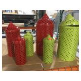 Metal punch design canisters.12in and 21in tall.