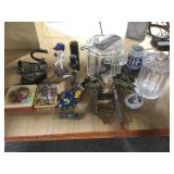 Household decor items. Glass canister and plastic