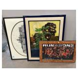 Framed Wall art. Largest approx 29.5x23.5 in