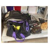 Miken softball bag, bats, solfball gloves, and