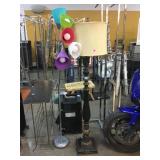 2-floor lamps, one has 5 arms w/multicolored