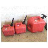 3-Gas cans, 1-5 Gallon and 2-2 gallons