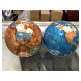 2-Gemstone globes by Kalifano, 3in diameter