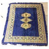 Asian cotton hand woven area rug, dark blue 58x78