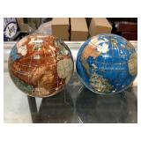 2-Gemstone globes by Kalifano, 3in diameter