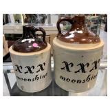 2-Vtg XXX Moonshine ceramic containers, 9x13i,