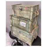 3 wood trunks, largest one 19x13x10in
