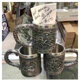 3-New Medieval cups, 6x3.5x4in