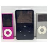 3 Apple iPods, 1 working & 1 working has lines in