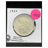 1922 Silver Peace Dollar