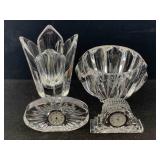 2 Waterford Crystal Clocks, Orrefors Crystal Bowl