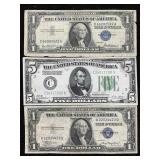 2-$1 Blue Note 1935a & 1957, $5 Bill "redeemable
