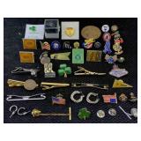 Large Collection Of Pins And Tie Clips